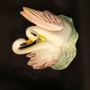 Vintage Shafer 23K. GOLD Trim Double Swan Planter
